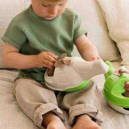 Jouet de bain made in france en matière recyclée hélicoptère de mr renard