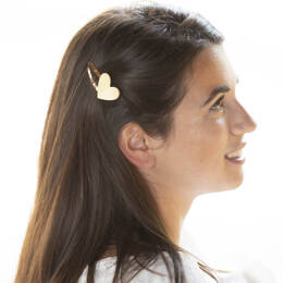 ANGIE, barrette cuir coeur dorée - Doré