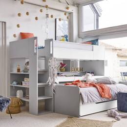 Lit haut trio + plan de travail + lit coulissant + tiroir de rangement Dimix