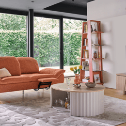 Table basse Cannela grège avec rangements intégrés, collection Addict