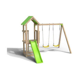 Aire De Jeux Avec Toboggan 1,73 M Et 2 Balançoires