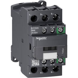 Lc1d25bne Schneider - Contacteur Moteur Triphasé - 3no - 25a - Bobine 24 À 60vca-cc - Étrier - Tesys Lc1d25