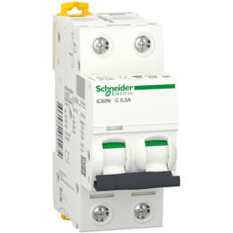 Schneider Electric - A9f74270 Schneider Ic60n Disjoncteur Bipolaire Schneider 0,5a - 2p - Courbe C - 50ka - À Vis