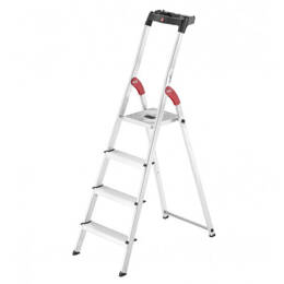 Hailo - Escabeau Aluminium Pliable - 4 Marches L60 – Sécurisé Et Ultra Léger - 2,85m