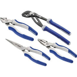 Facom – Pack De 4 Pinces Mécaniciennes – Pince Coupante Diagonale 160 Mm – Pince À Becs 1/2 Ronds 200 Mm – Pinces Multiprises 250 Mm