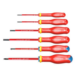 Jeu De 6 Tournevis Protwist Isolés 1000v (plats Et Pozidriv) Facom Atdve.j6pb
