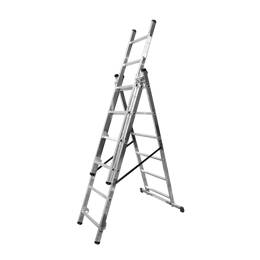 Echelle Transformable 3 Plans 3x6 Échelons 3,15m/4m En Aluminium Hailo Hobbystep Type D'Embouts - Embout Classique