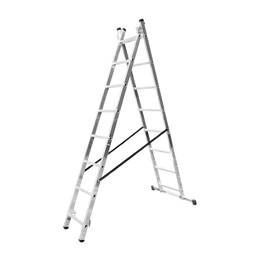 Echelle Transformable 2 Plans 2x8 Échelons 3,45m/4,35m En Aluminium Hailo Hobbystep Type D'Embouts - Embout Classique