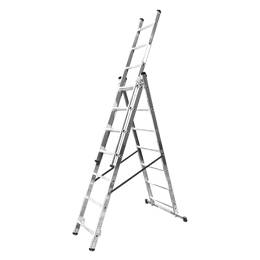Echelle Transformable 3 Plans 3x7 Échelons 4m/4,9m En Aluminium Hailo Hobbystep Type D'Embouts - Embout Classique