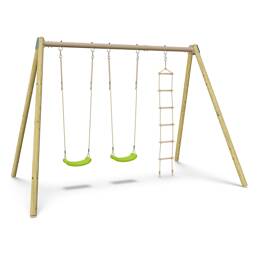 Balançoire Double Avec Echelle De Corde - Techwood Harmonie Blou Fun - Aléo By Trigano