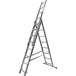 Echelle Transformable 3 Plans 3x8 Échelons 4,6m/5,45m En Aluminium Hailo Hobbystep Type D'Embouts - Embout Classique