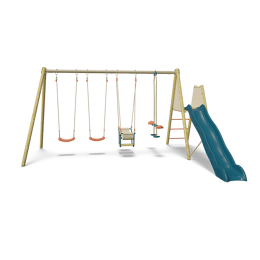 Trigano - Portique 2,30 M, Nacelle Tissu, Face-à-face, Plateforme Toboggan