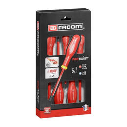 Facom Jeu De 5 Tournevis Protwist Isolés 1000 V - At5ve.pb - Fendue, Pozidriv
