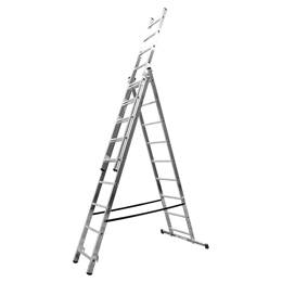 Echelle Transformable 3 Plans 3x9 Échelons 4,85m/5,70m En Aluminium Hailo Hobbystep Type D'Embouts - Embout Classique
