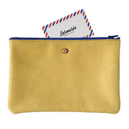 Porte-monnaie cuir upcyclé jaune