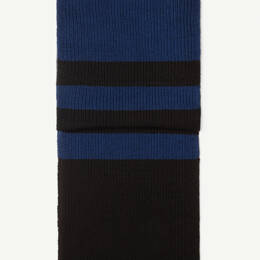 Echarpe rayée laine Mérinos - Bleu / Noir