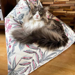 Berlingot Fleuri Rose - Couchage pouf chat design