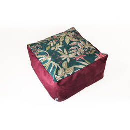 Cube Pouf Émeraude fleuri bordeaux - Couchage pouf chat design