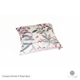 Coussin S 45x45 cm S Ecru Fleuri Rose pour Panier chat ou Déco