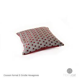 Coussin S 45x45 cm Griotte Hexagones pour Panier chat ou Déco