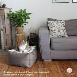 Cube Triangles écrus - Couchage pouf chat tendance