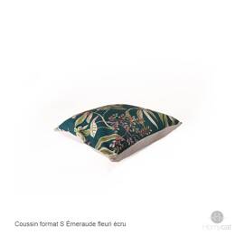 Coussin S 45x45 émeraude fleuri pour Panier chat ou Déco