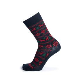 Jacquard Noël - chaussette enfant - coton marine
