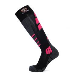 Chaussettes de ski - Broussaud Sport - laine noir-gris-rose