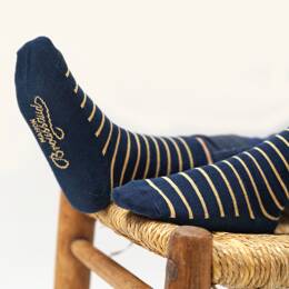 Les Rayées - chaussette enfant - coton marine