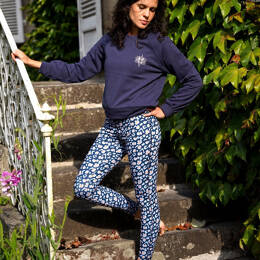 Sweat HÉRON Bleu Marine Fleur de Lotus