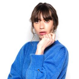 Pull Alix mohair et soie bleu Madone.