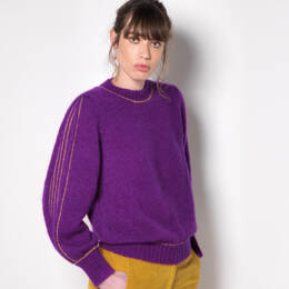 Pull Alix mohair Mûre et doré.