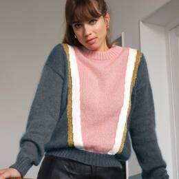 Pull Serena Mohair gris et rose.