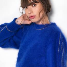 Pull Alix à tricoter en angora et doré.