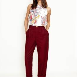 Pantalon Suzanne velours de coton rouge