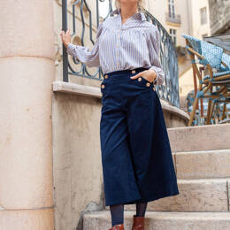 Jupe-culotte Henriette velours coton BIO MARINE - ICONIQUE