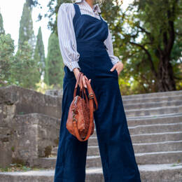 Salopette Marina velours bio Marine - ICONIQUE