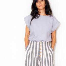 Tee-shirt Priscilla Effet Jeans Gris Bio - PETIT défaut