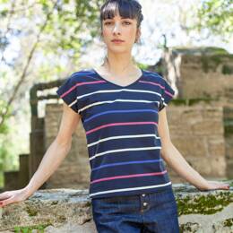 Tee-shirt VERO rayé couleurs Marine