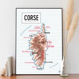 Carte vintage scolaire de la Corse