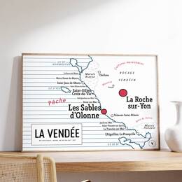 Carte vintage scolaire de la Vendée