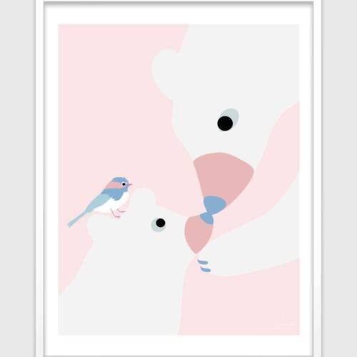Affiche - Ours Rose Pâle