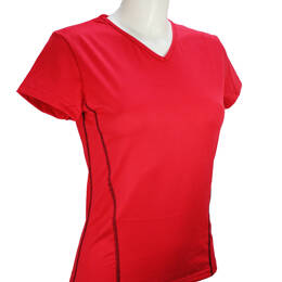 t-shirt femme manches courtes col V WIIT rouge