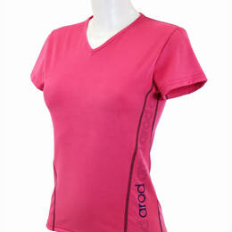 t-shirt femme manches courtes col V WIIT fuchsia