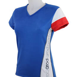 t-shirt femme manches courtes col V WIIT Bleu Blanc Rouge