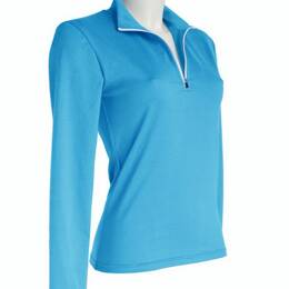 t-shirt femme manches longues col zippé WINDY turquoise