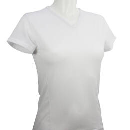 t-shirt femme manches courtes col V WIIT 3D ajouré blanc