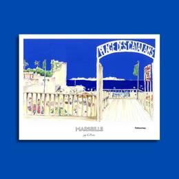 Affiche -  Plage des Catalans - FafaComey