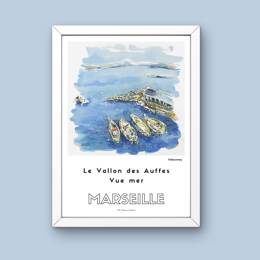 Affiche - Le Vallon des Auffes Vue Mer - FafaComey