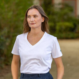 T-shirt Femme Blanc Col V en 100% Coton Bio - Trinité